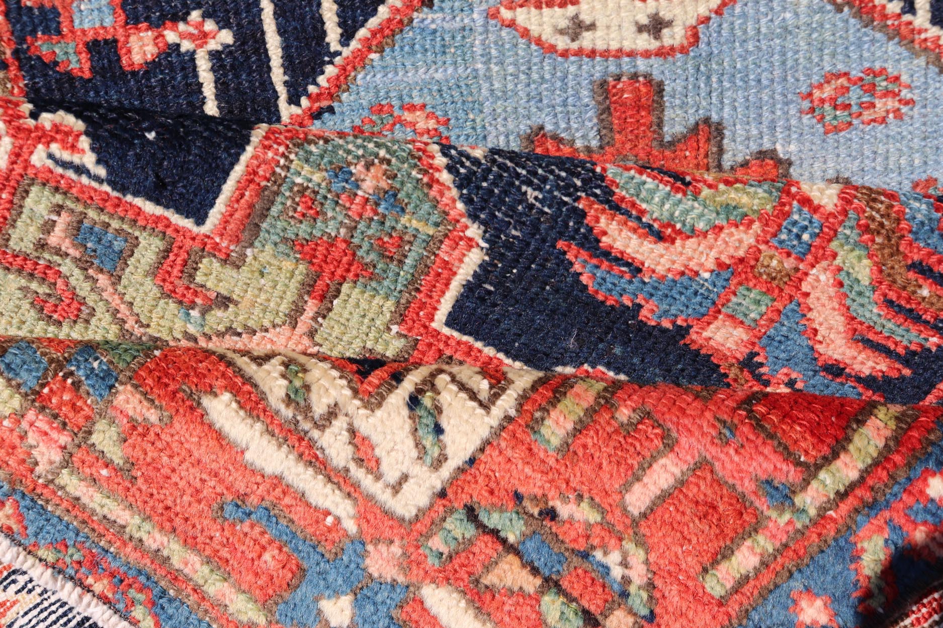 Antique Heriz Serapi Runner with Colorful Highly Stylized Medallion Design. Keivan Woven Arts / rug/EMB - 22148 - 15080, origin/iran Heriz - Serapi / Early 20th Century. Measures: 3'1 x 13'9 This magnificent Heriz runner from the early 20th centur... - Keivan Woven ArtsEMB - 22148 - 15080 - 20692