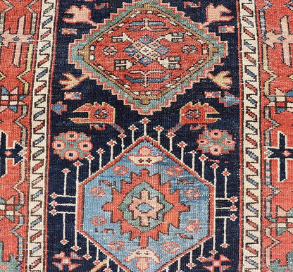 Antique Heriz Serapi Runner with Colorful Highly Stylized Medallion Design. Keivan Woven Arts / rug/EMB - 22148 - 15080, origin/iran Heriz - Serapi / Early 20th Century. Measures: 3'1 x 13'9 This magnificent Heriz runner from the early 20th centur... - Keivan Woven ArtsEMB - 22148 - 15080 - 20692
