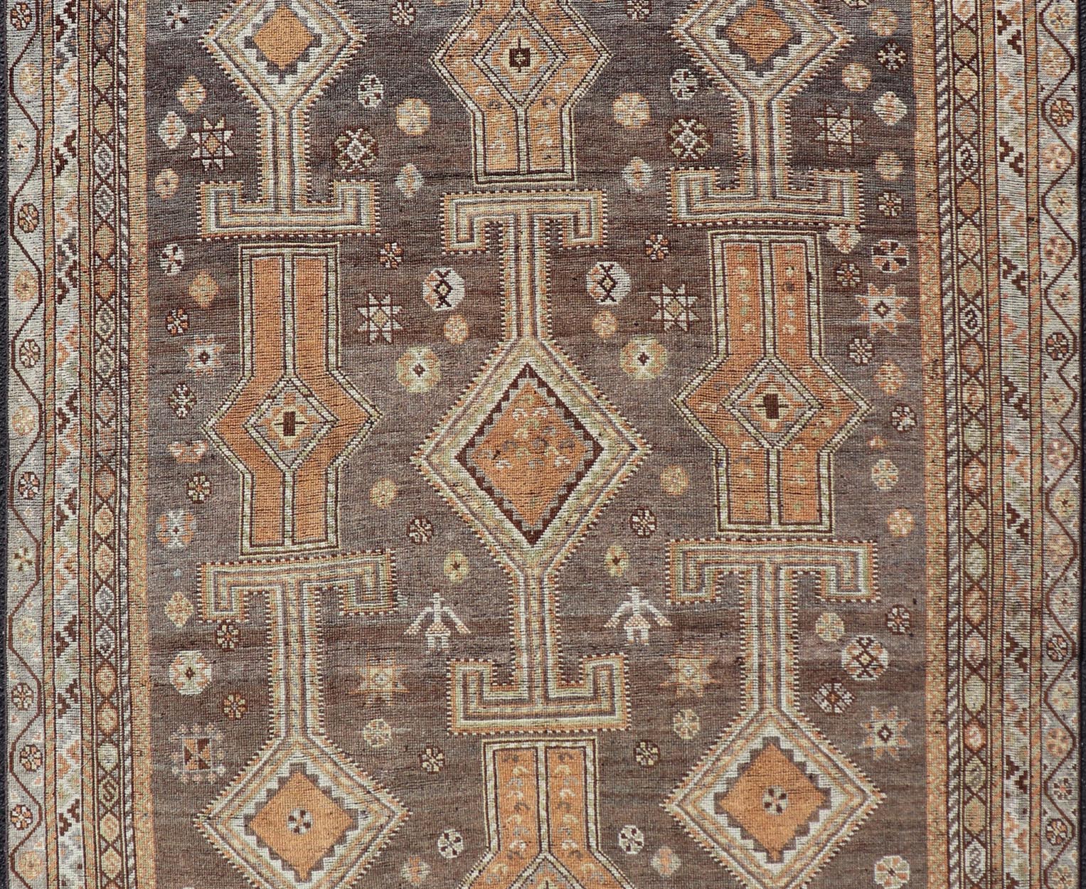 Measures: 5'2 x 7'4 Antique Persian Lori Rug with All - Over Geometric Tribal Design On A Grey Field. Keivan Woven Arts / rug EMB - 22152 - 15039, country of origin / type: Iran / Lori, circa 1900 This antique Persian Malayer runner, circa early 20th... - Keivan Woven ArtsEMB - 22152 - 15039 - 20469Rug