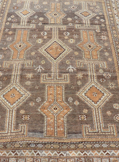 Measures: 5'2 x 7'4 Antique Persian Lori Rug with All - Over Geometric Tribal Design On A Grey Field. Keivan Woven Arts / rug EMB - 22152 - 15039, country of origin / type: Iran / Lori, circa 1900 This antique Persian Malayer runner, circa early 20th... - Keivan Woven ArtsEMB - 22152 - 15039 - 20469Rug