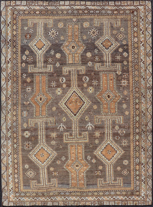 Measures: 5'2 x 7'4 Antique Persian Lori Rug with All - Over Geometric Tribal Design On A Grey Field. Keivan Woven Arts / rug EMB - 22152 - 15039, country of origin / type: Iran / Lori, circa 1900 This antique Persian Malayer runner, circa early 20th... - Keivan Woven ArtsEMB - 22152 - 15039 - 20469Rug