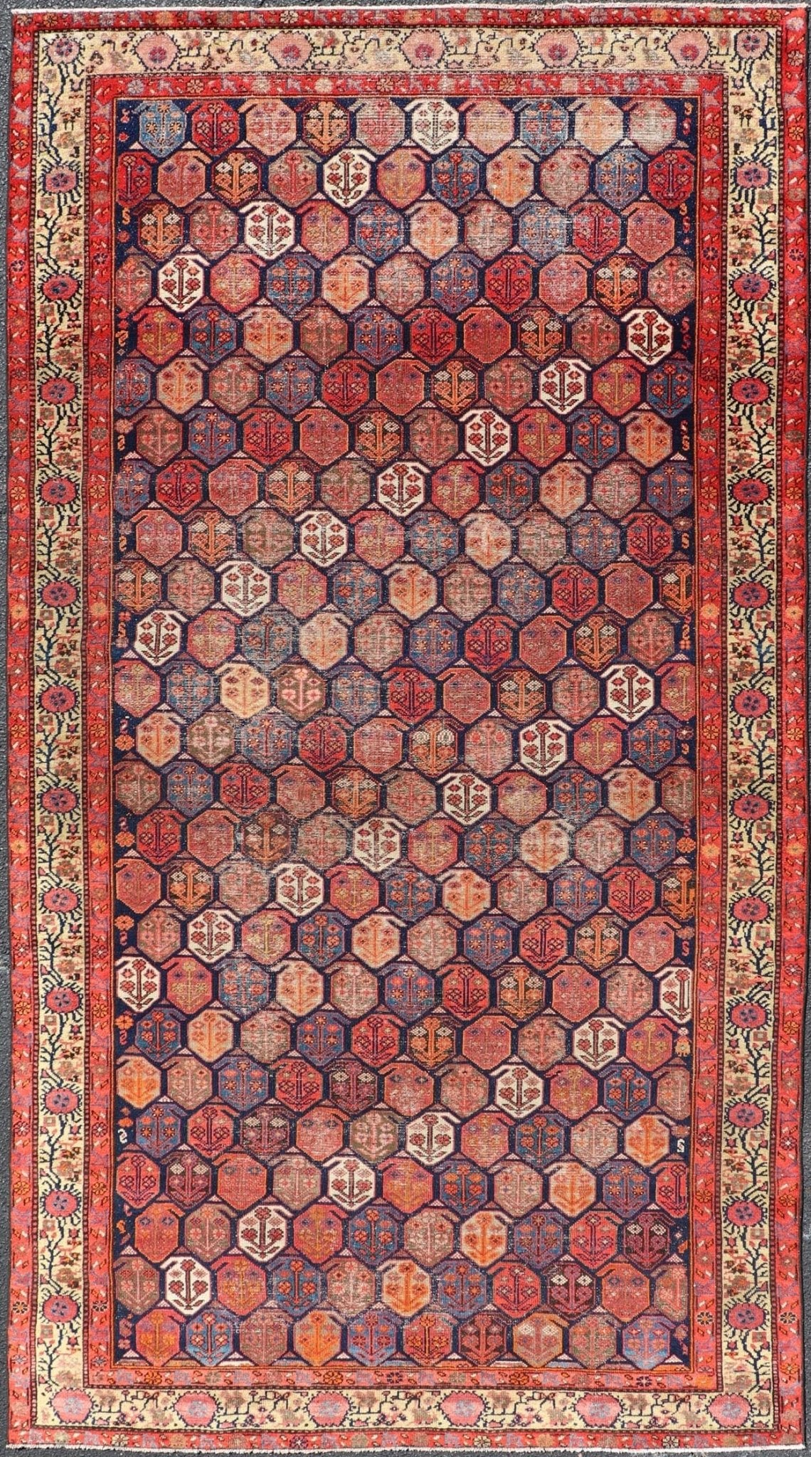 Antique Malayer Rug in Soft Tones in Wool with Sub - Geometric Paisley Design. Keivan Woven Arts / rug EMB - 22153 - 15072, country of origin / type: Iran /Malayer, circa 1920. Measures: 5'2 x 9'11 This antique Persian Malayer rug has been hand - knotte... - Keivan Woven ArtsEMB - 22153 - 15072 - 20649