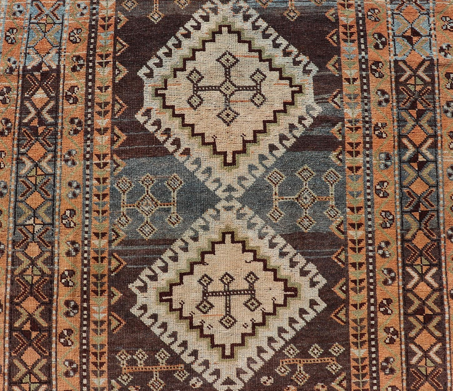 Measures: 4'5 x 8'8 Antique Persian Lori Rug with All - Over Geometric Tribal Medallion Design. Keivan Woven Arts / rug EMB - 22156 - 15069, country of origin / type: Iran / lori, circa 1900 This beautiful antique early 20th century Persian tribal... - Keivan Woven ArtsEMB - 22156 - 15069 - 20637Rug