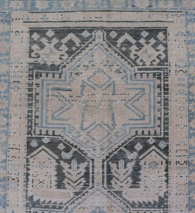 Measures: 2'10 x 10'3 Antique Persian Hamadan Runner with All - Over Medallion Design in Lt. Blue. Keivan Woven Arts; rug EMB - 22157 - 15058, country of origin / type: Iran / Hamadan, circa 1920. This antique Persian Hamadan rug has been hand - knotted... - Keivan Woven ArtsEMB - 22157 - 15058 - 20577