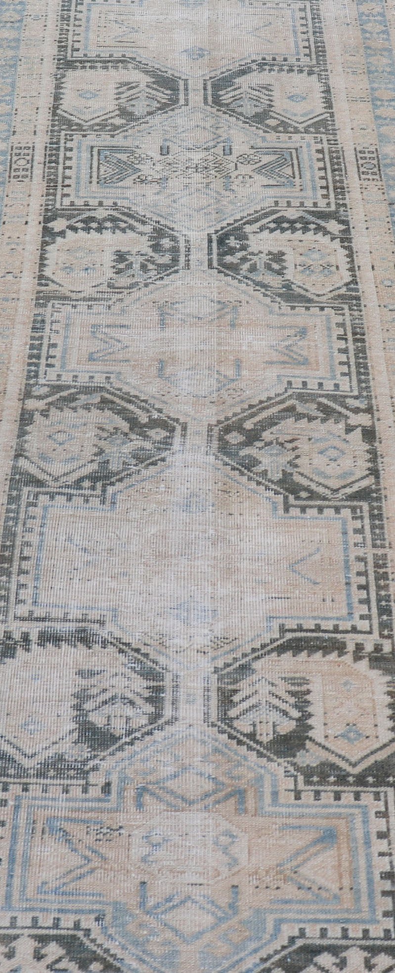 Measures: 2'10 x 10'3 Antique Persian Hamadan Runner with All - Over Medallion Design in Lt. Blue. Keivan Woven Arts; rug EMB - 22157 - 15058, country of origin / type: Iran / Hamadan, circa 1920. This antique Persian Hamadan rug has been hand - knotted... - Keivan Woven ArtsEMB - 22157 - 15058 - 20577