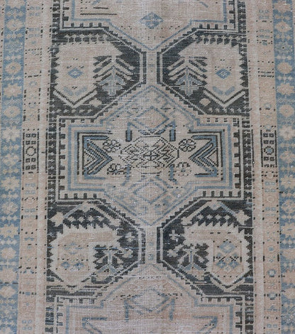 Measures: 2'10 x 10'3 Antique Persian Hamadan Runner with All - Over Medallion Design in Lt. Blue. Keivan Woven Arts; rug EMB - 22157 - 15058, country of origin / type: Iran / Hamadan, circa 1920. This antique Persian Hamadan rug has been hand - knotted... - Keivan Woven ArtsEMB - 22157 - 15058 - 20577
