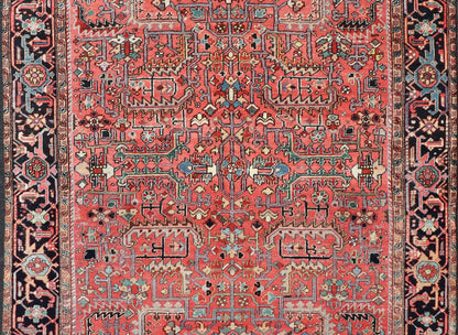 Persian Antique Heriz Rug with All - Over Geometric Design in Jewel Tones. Keivan Woven Arts / Rug / EMB - 22161 - 15110, country of origin / type: Iran /Heriz, circa 1920 Measures: 7'3 x 9'9 This lovely Antique Heriz rug, hailing from northwestern Ira... - Keivan Woven ArtsEMB - 22161 - 15110 - 20818