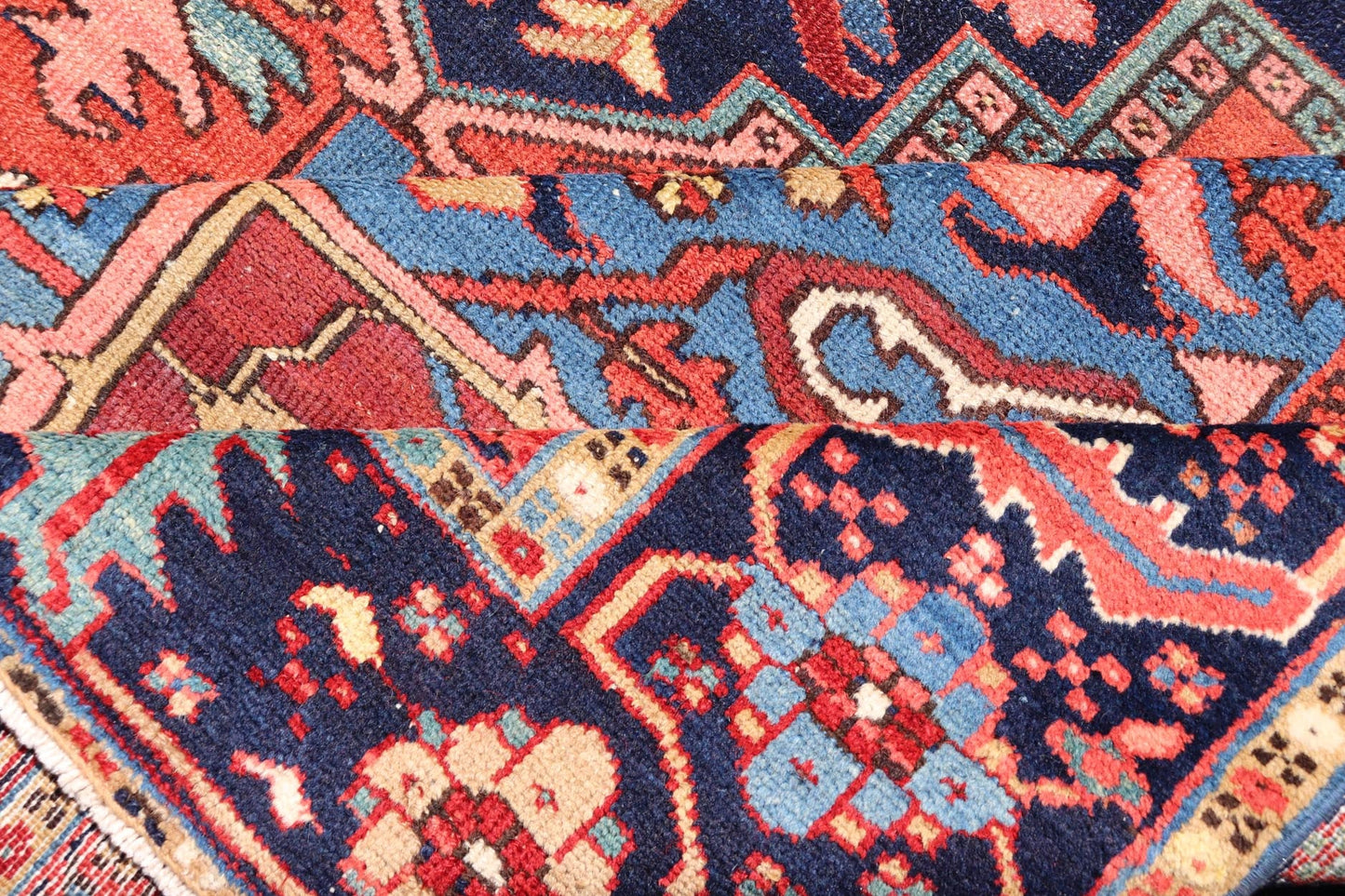 Geometric Medallion Design in Jewel Tone Antique Persian Heriz - Serapi Rug. Hand Knotted Antique Heriz - Serapi Rug, Keivan Woven Arts / rug EMB - 22162 - 15036, country of origin / type: Persian / Heriz, circa Early - 20th Century. Measures: 7'4 x 11... - Keivan Woven ArtsEMB - 22162 - 15036 - 20457