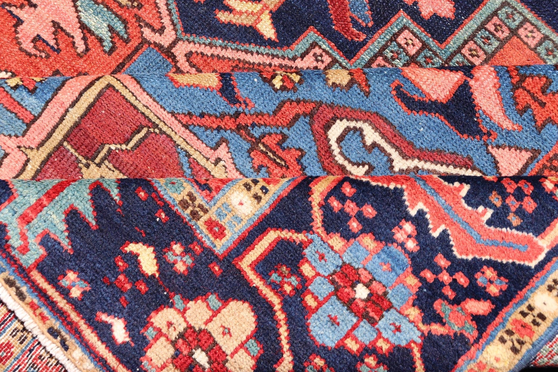 Geometric Medallion Design in Jewel Tone Antique Persian Heriz - Serapi Rug. Hand Knotted Antique Heriz - Serapi Rug, Keivan Woven Arts / rug EMB - 22162 - 15036, country of origin / type: Persian / Heriz, circa Early - 20th Century. Measures: 7'4 x 11... - Keivan Woven ArtsEMB - 22162 - 15036 - 20457Rug