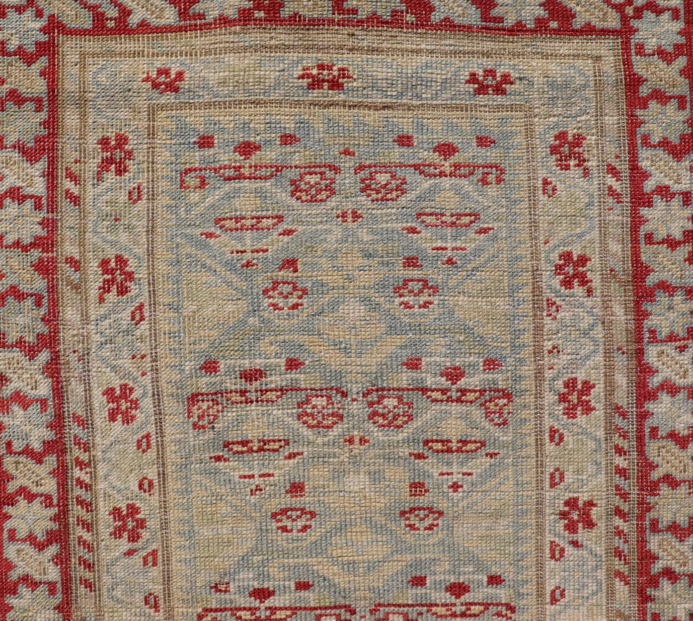 Antique Persian Sultanabad Runner with Geometric Tribal Design in Light Blue. Keivan Woven Arts/ rug EMB - 22165 - 15031, country of origin / type: Iran / Sultanabad, circa 1920 Measures: 2'7 x 7'5 This Persian Sultanabad has an all - over pattern, res... - Keivan Woven ArtsEMB - 22165 - 15031 - 20427