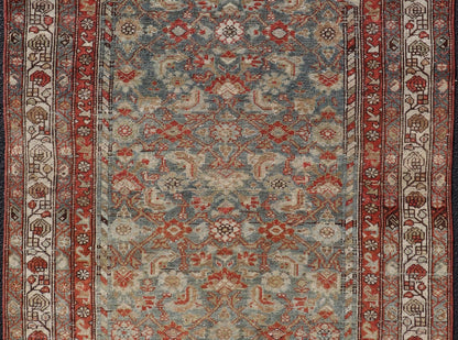Measures: 3'9 x 5'7 Country of origin: Iran; Type: Malayer; Design: All - Over, Sub - Geometric, Floral Persian rug; Keivan Woven Arts; EMB - 22166 - 15061; Antique Persian Malayer Antique Persian Malayer with All - Over of Herati Design in Red and Blue. ... - Keivan Woven ArtsEMB - 22166 - 15061 - 20589Rug