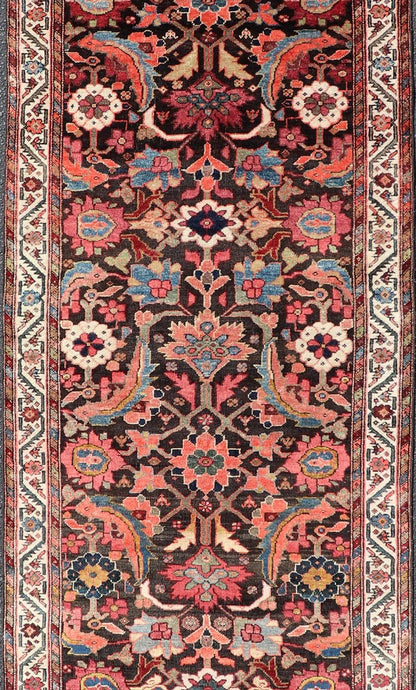 Antique Persian Faraghan Runner With All - Over Design in Ink Blue Background. Keivan Woven Arts/ rug EMB - 22169 - 15063, country of origin / type: Iran / Feraghan, circa 1910. Measures: 3'1 x 9'5 This fine Farahan runner form the early 20th century ... - Keivan Woven ArtsEMB - 22169 - 15063 - 20601