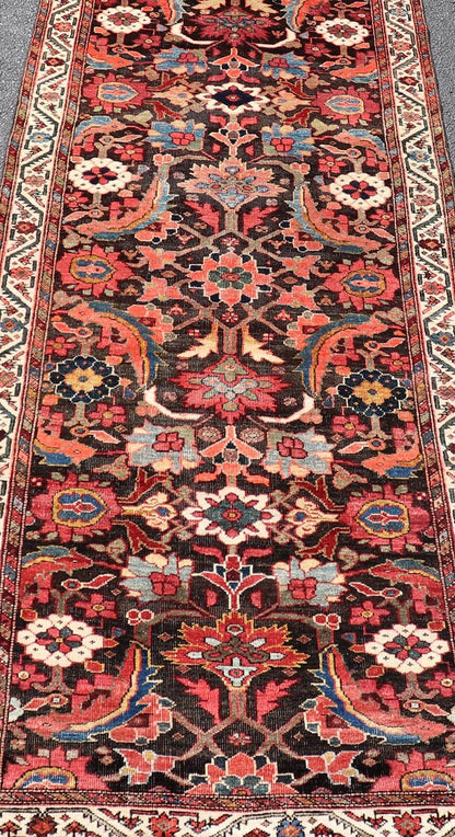 Antique Persian Faraghan Runner With All - Over Design in Ink Blue Background. Keivan Woven Arts/ rug EMB - 22169 - 15063, country of origin / type: Iran / Feraghan, circa 1910. Measures: 3'1 x 9'5 This fine Farahan runner form the early 20th century ... - Keivan Woven ArtsEMB - 22169 - 15063 - 20601Rug