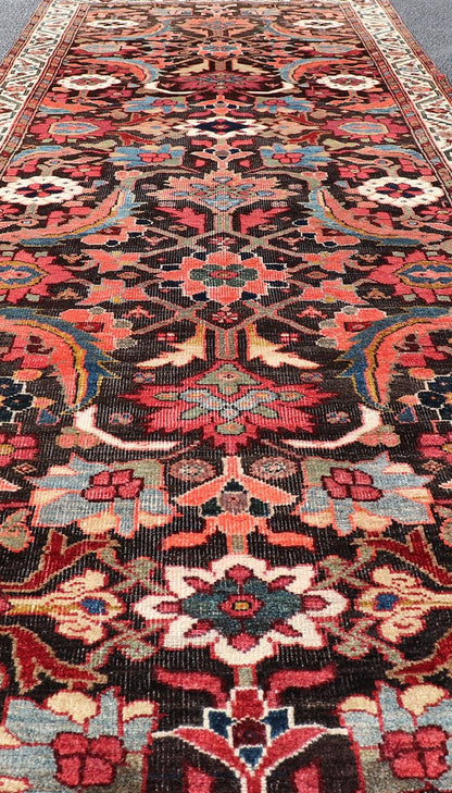 Antique Persian Faraghan Runner With All - Over Design in Ink Blue Background. Keivan Woven Arts/ rug EMB - 22169 - 15063, country of origin / type: Iran / Feraghan, circa 1910. Measures: 3'1 x 9'5 This fine Farahan runner form the early 20th century ... - Keivan Woven ArtsEMB - 22169 - 15063 - 20601