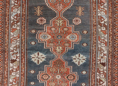 Antique Persian Hamadan Rug with Central Sub - Geometric Medallion In Blue - Gray. Keivan Woven Arts; rug EMB - 22170 - 15064; country of origin / type: Persian / Hamadan, circa 1920. Measures: 4'1 x 6'6 This antique Persian Hamadan rug features a layere... - Keivan Woven ArtsEMB - 22170 - 15064 - 20607