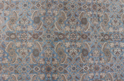 Antique Persian Sultanabad In Floral All - Over Design in Light Blue With Tan. Country of Origin: Iran; Type: Mahal; Design: All - Over, Medallion, floral motifs; Keivan Woven Arts: rug EMB - 22171 - 15053; Mahal Rug. Measures: 5'0 x 8'2 This antique Pe... - Keivan Woven ArtsEMB - 22171 - 15053 - 20553Rug