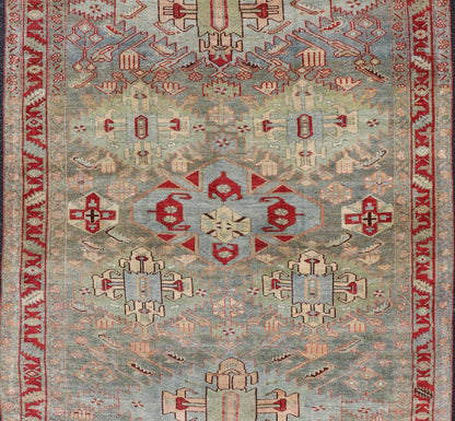 Antique Sultanabad Rug with Medallions in Red, Greenish - Blue, Cream and Peach. Keivan Woven Arts/ rug/ EMB - 22172 - 15033, Sultanabad Rug, Early 20th century Persian. Measures: 5'0 x 7'7 With brilliant and well kept original colors, this fine ... - Keivan Woven ArtsEMB - 22172 - 15033 - 20439Rug