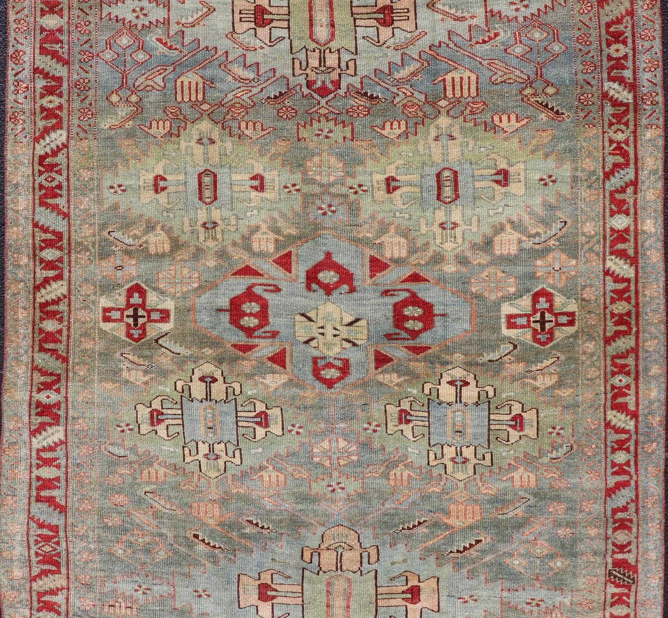 Antique Sultanabad Rug with Medallions in Red, Greenish - Blue, Cream and Peach. Keivan Woven Arts/ rug/ EMB - 22172 - 15033, Sultanabad Rug, Early 20th century Persian. Measures: 5'0 x 7'7 With brilliant and well kept original colors, this fine ... - Keivan Woven ArtsEMB - 22172 - 15033 - 20439