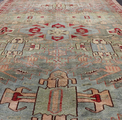 Antique Sultanabad Rug with Medallions in Red, Greenish - Blue, Cream and Peach. Keivan Woven Arts/ rug/ EMB - 22172 - 15033, Sultanabad Rug, Early 20th century Persian. Measures: 5'0 x 7'7 With brilliant and well kept original colors, this fine ... - Keivan Woven ArtsEMB - 22172 - 15033 - 20439