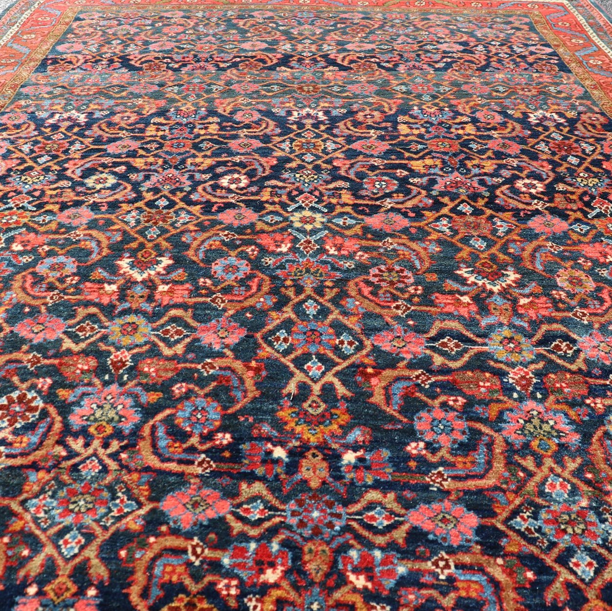 Antique Large Persian Bidjar Rug with All - Over Design in Red and Blue. Keivan Woven Arts / rug EMB - 22174, Keivan Woven Arts / country of origin / type: Iran / Bidjar, circa 1910 Measures: 4'9 x 7'2 This magnificent early 20th century antique Per... - Keivan Woven ArtsEMB - 22174 - 15054 - 20559