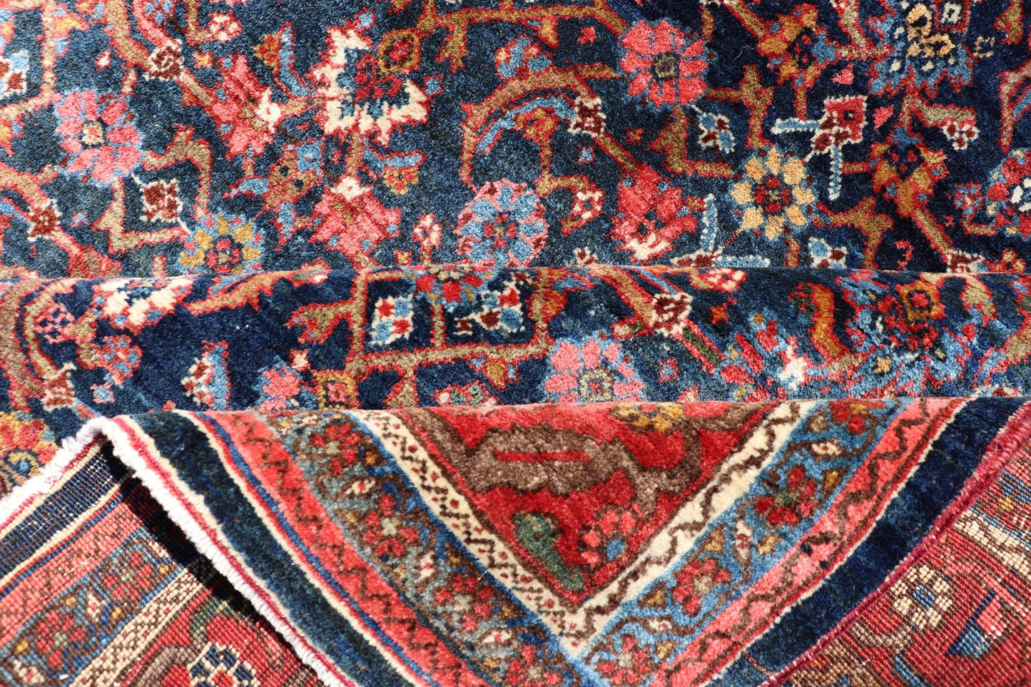 Antique Large Persian Bidjar Rug with All - Over Design in Red and Blue. Keivan Woven Arts / rug EMB - 22174, Keivan Woven Arts / country of origin / type: Iran / Bidjar, circa 1910 Measures: 4'9 x 7'2 This magnificent early 20th century antique Per... - Keivan Woven ArtsEMB - 22174 - 15054 - 20559