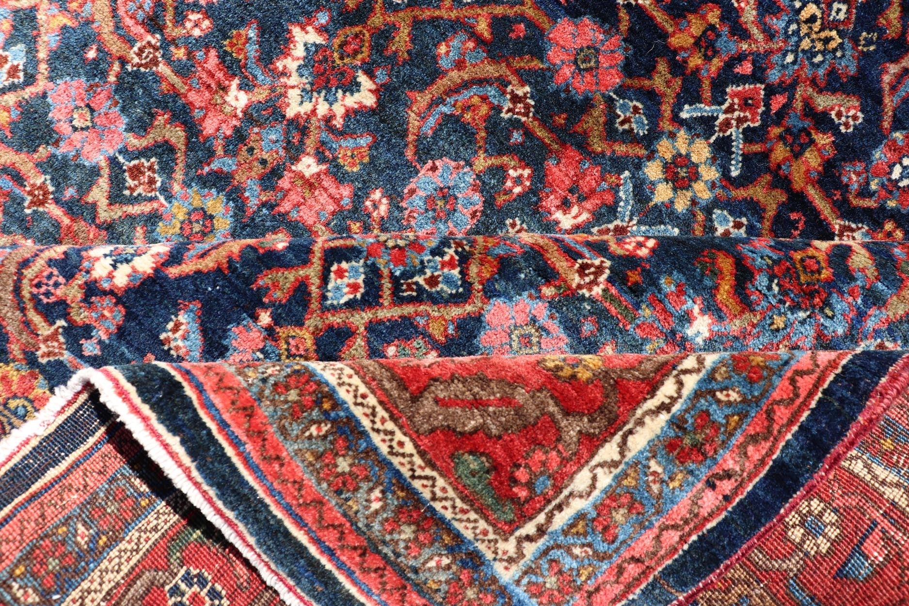 Antique Large Persian Bidjar Rug with All - Over Design in Red and Blue. Keivan Woven Arts / rug EMB - 22174, Keivan Woven Arts / country of origin / type: Iran / Bidjar, circa 1910 Measures: 4'9 x 7'2 This magnificent early 20th century antique Per... - Keivan Woven ArtsEMB - 22174 - 15054 - 20559