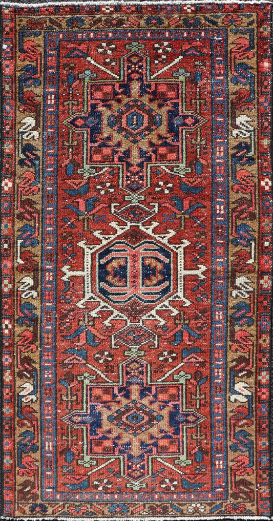 Measures: 2'0 x 3'1 Antique Colorful Persian Heriz Rug with a Bold Geometric Design. Keivan Woven Arts / rug EMB - 22177 - 15024, country of origin / type: Persian / Heriz, circa Early - 20th Century. This Persian Heriz features a classic multi - me... - Keivan Woven ArtsEMB - 22177 - 15024 - 20385