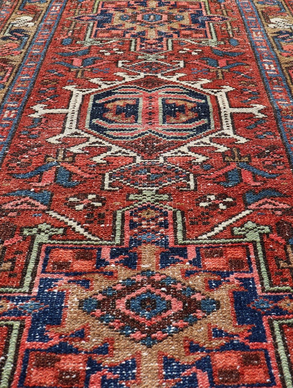 Measures: 2'0 x 3'1 Antique Colorful Persian Heriz Rug with a Bold Geometric Design. Keivan Woven Arts / rug EMB - 22177 - 15024, country of origin / type: Persian / Heriz, circa Early - 20th Century. This Persian Heriz features a classic multi - me... - Keivan Woven ArtsEMB - 22177 - 15024 - 20385Rug
