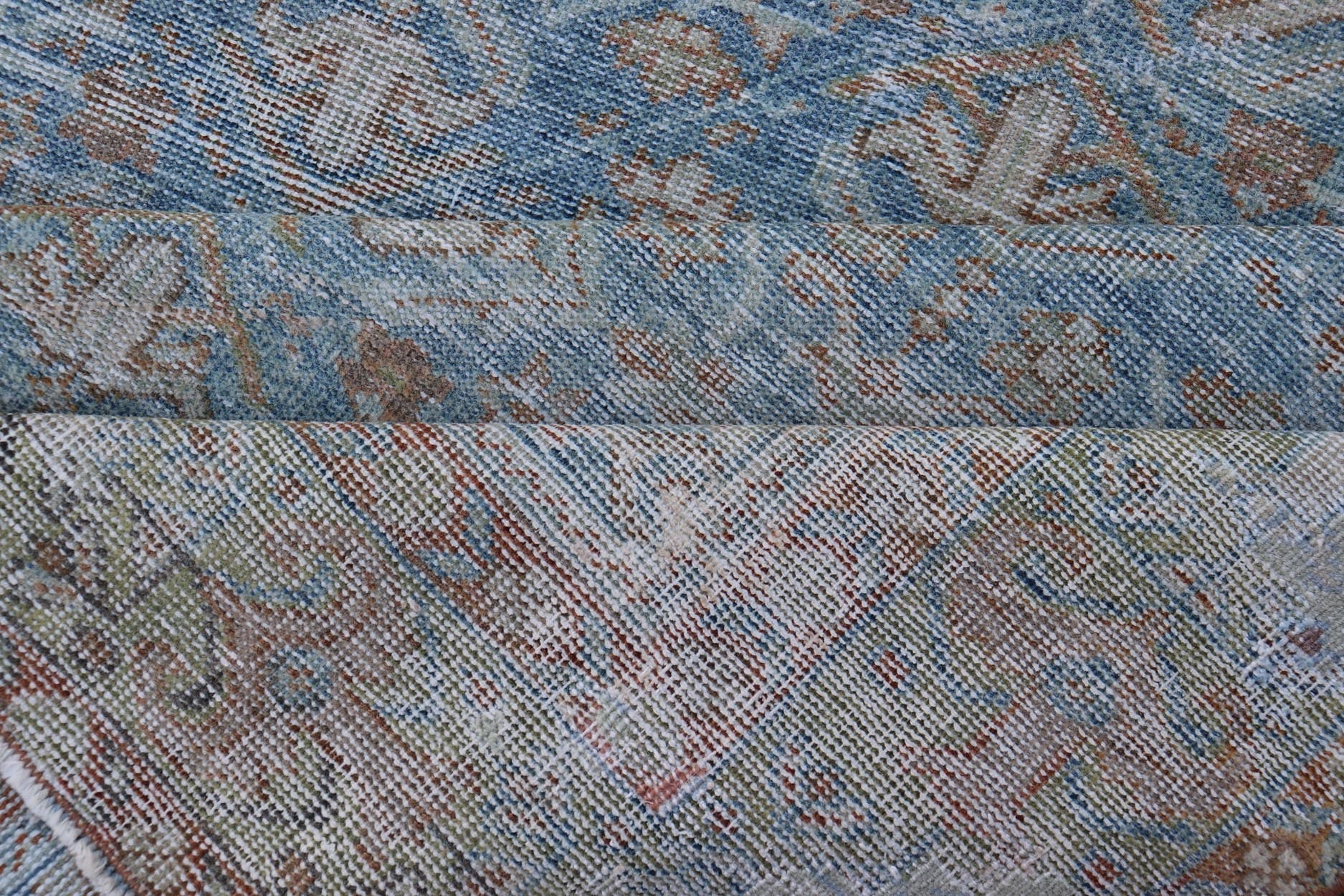 Antique Persian Sultanabad Rug in Light Blue and Green With All - Over Design. Keivan Woven Arts / rug EMB - 22179 - 15043, country of origin / type: Iran / Sultanabad, circa 1910 Measures: 4'2 x 6'5 This beautiful distressed antique Persian Sultanab... - Keivan Woven ArtsEMB - 22179 - 15043 - 20493