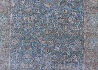 Antique Persian Sultanabad Rug in Light Blue and Green With All - Over Design. Keivan Woven Arts / rug EMB - 22179 - 15043, country of origin / type: Iran / Sultanabad, circa 1910 Measures: 4'2 x 6'5 This beautiful distressed antique Persian Sultanab... - Keivan Woven ArtsEMB - 22179 - 15043 - 20493
