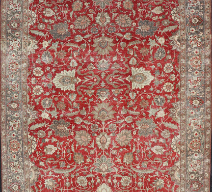 Antique Persian Fine Weave Tabriz in Red Background With Earth Tones. Keivan Woven Arts / rug / EMB - 22180 - 15106. Classic Persian rug, traditional Persian rug, traditional Tabriz. Early 20th Century. Measures: 8'5 x 11'8 This spectacular and col... - Keivan Woven ArtsEMB - 22180 - 15106 - 20806