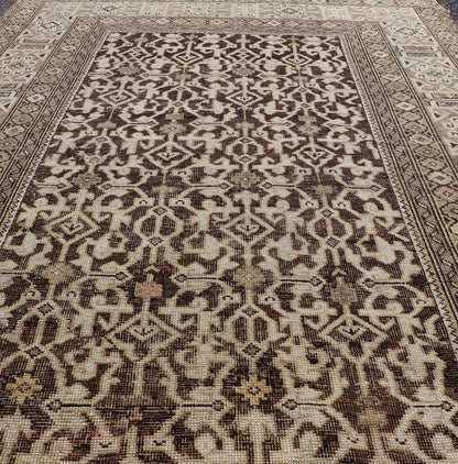 Antique Wool Hand Knotted Caucasian Kazak Rug in Dark Brown Background. Keivan Woven Arts / rug/EMB - 22184 - 15065 Late 19th Century, Kazak rug. Measures: 3'9 x 5'8 This late 19th century antique Caucasian Kazak rug displays a superb Caucasian arab... - Keivan Woven ArtsEMB - 22184 - 15065 - 20613