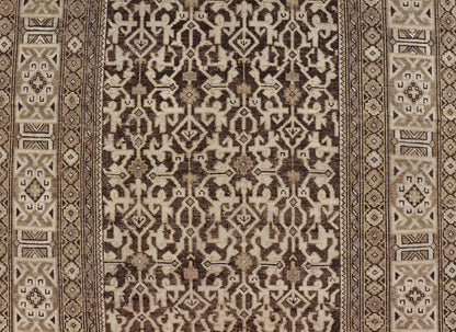 Antique Wool Hand Knotted Caucasian Kazak Rug in Dark Brown Background. Keivan Woven Arts / rug/EMB - 22184 - 15065 Late 19th Century, Kazak rug. Measures: 3'9 x 5'8 This late 19th century antique Caucasian Kazak rug displays a superb Caucasian arab... - Keivan Woven ArtsEMB - 22184 - 15065 - 20613