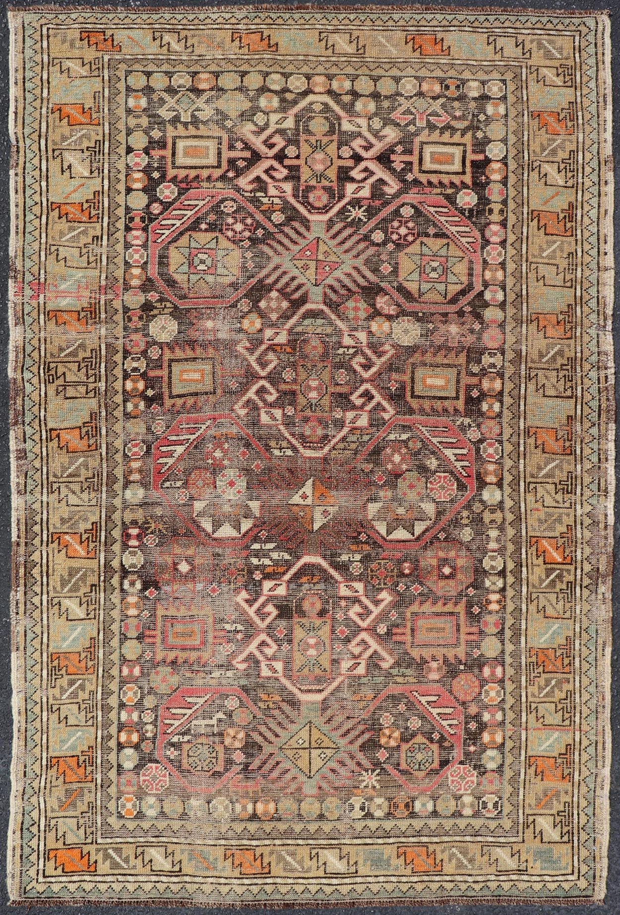 Antique Caucasian Shirvan Rug with All - Over Floral Motifs On A Brown Field. Keivan Woven Arts, Rug EMB - 22185 - 15066, Antique Caucasian, Antique Shirvan Caucasus Early 20th Century Measures: 3'3 x 5'2 This colorful blossom Shirvan carpet features ... - Keivan Woven ArtsEMB - 22185 - 15066 - 20619