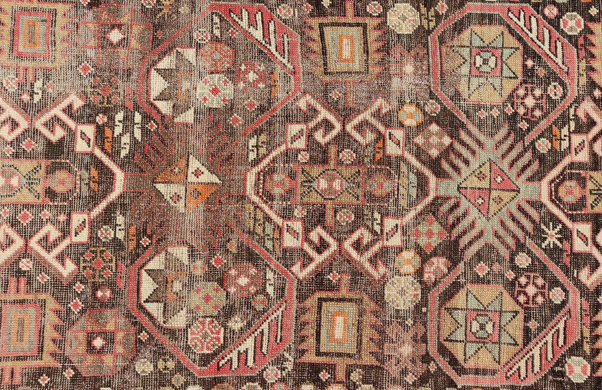 Antique Caucasian Shirvan Rug with All - Over Floral Motifs On A Brown Field. Keivan Woven Arts, Rug EMB - 22185 - 15066, Antique Caucasian, Antique Shirvan Caucasus Early 20th Century Measures: 3'3 x 5'2 This colorful blossom Shirvan carpet features ... - Keivan Woven ArtsEMB - 22185 - 15066 - 20619Rug