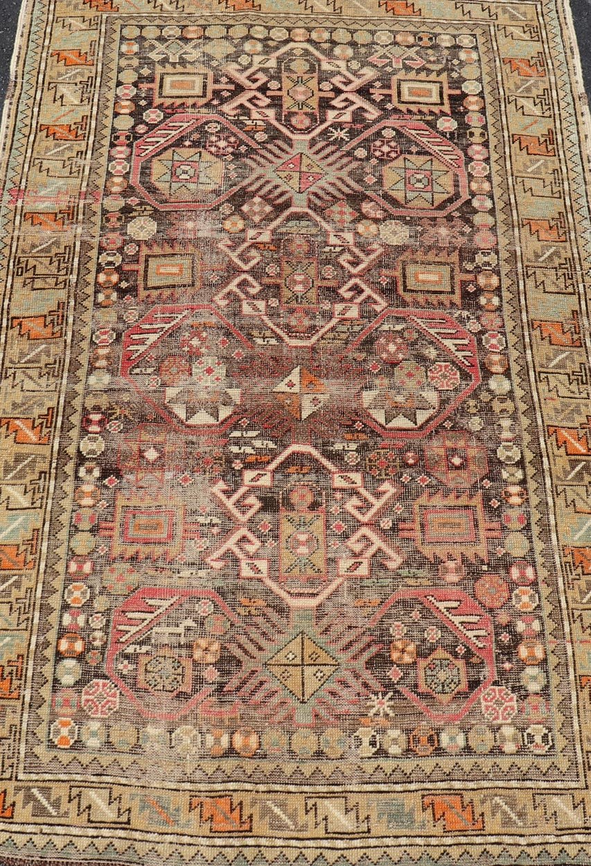 Antique Caucasian Shirvan Rug with All - Over Floral Motifs On A Brown Field. Keivan Woven Arts, Rug EMB - 22185 - 15066, Antique Caucasian, Antique Shirvan Caucasus Early 20th Century Measures: 3'3 x 5'2 This colorful blossom Shirvan carpet features ... - Keivan Woven ArtsEMB - 22185 - 15066 - 20619Rug
