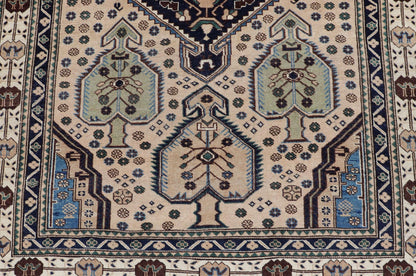 Antique Caucasian Shirvan Rug in Blue, Green, and Cream with Tribal Design. Keivan Woven Arts / rug EMB - 22186 - 15067, country of origin / type: Caucasus / Kazak, circa late - 19th Century. Measures: 4'8 x 6'8 The field of this Caucasian piece featu... - Keivan Woven ArtsEMB - 22186 - 15067 - 20625