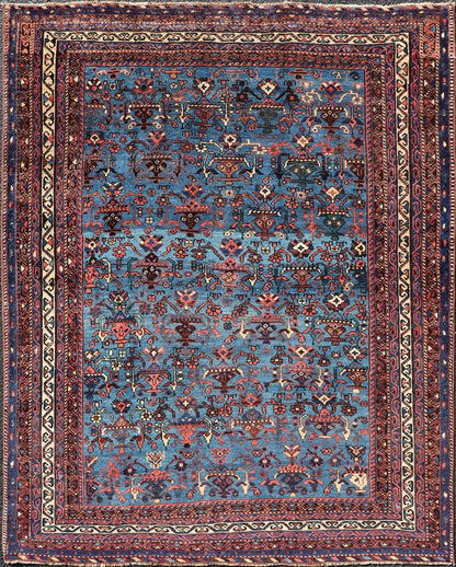 Antique Persian Afshar Rug in Beautiful Blue Background With Tribal Motifs Persian Antique Afshar Rug in unique Blue tones in the Background and All - Over Small Tribal Motifs. Woven Arts / rug /EMB - 22188 - 15101, origin/Iran, Persian Afshar rug, c... - Keivan Woven ArtsEMB - 22188 - 15101 - 20776Rug