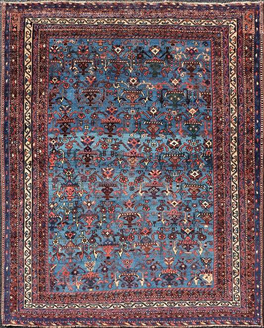 Antique Persian Afshar Rug in Beautiful Blue Background With Tribal Motifs Persian Antique Afshar Rug in unique Blue tones in the Background and All - Over Small Tribal Motifs. Woven Arts / rug /EMB - 22188 - 15101, origin/Iran, Persian Afshar rug, c... - Keivan Woven ArtsEMB - 22188 - 15101 - 20776