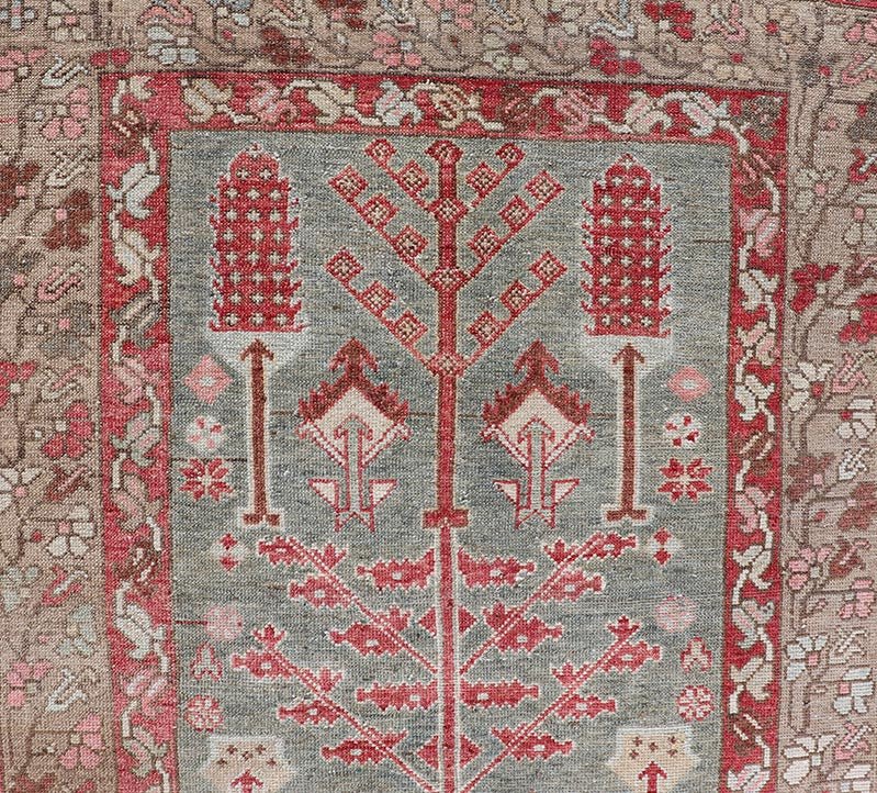 Antique Persian Bakhitari Runner with All - Over Patten in Light Blue Background. Keivan Woven Arts / rug EMB - 22189 - 15056, origin / type: Iran / Bakhtiari, circa 1920 Measures: 3'4 x 9'5 This beautiful antique Bakhtiari runner from Persia features... - Keivan Woven ArtsEMB - 22189 - 15056 - 20571
