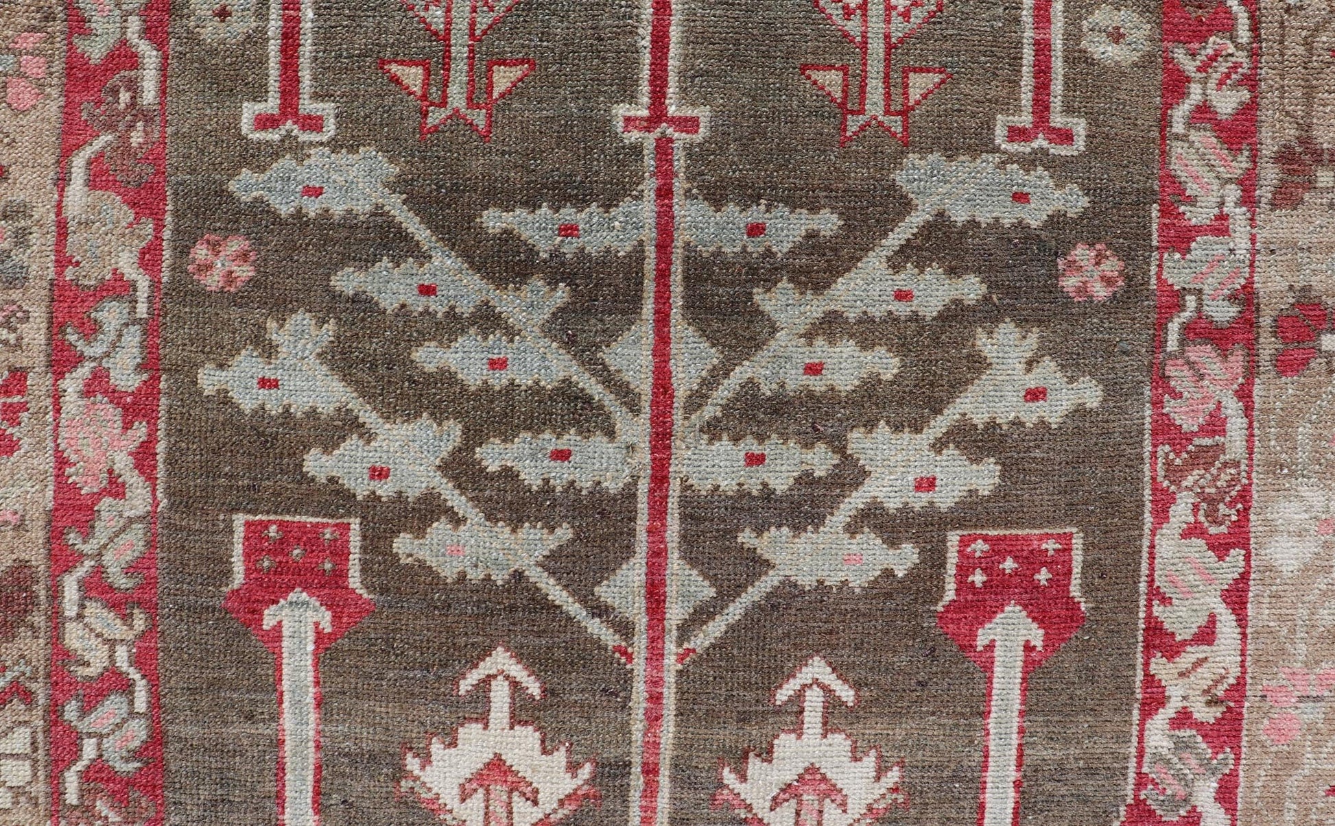 Antique Persian Bakhitari Runner with All - Over Patten in Light Blue Background. Keivan Woven Arts / rug EMB - 22189 - 15056, origin / type: Iran / Bakhtiari, circa 1920 Measures: 3'4 x 9'5 This beautiful antique Bakhtiari runner from Persia features... - Keivan Woven ArtsEMB - 22189 - 15056 - 20571