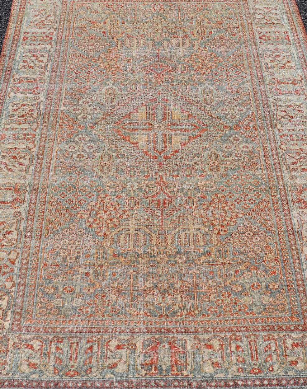 Antique Persian Joshegan Rug with Geometric Medallion Design in Light Blue. Keivan Woven Arts / rug EMB - 22191 - 15094 country of origin / type: Iran / Joshegan, circa 1920 Measures: 4'6 x 7'2 This antique Joshegan rug from 1920's Iran was handwove... - Keivan Woven ArtsEMB - 22191 - 15094 - 20746
