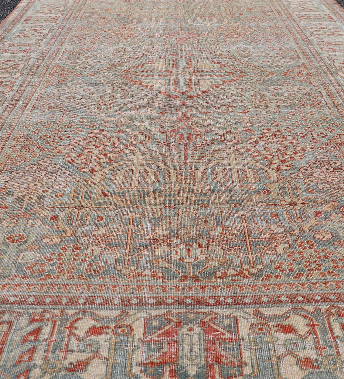 Antique Persian Joshegan Rug with Geometric Medallion Design in Light Blue. Keivan Woven Arts / rug EMB - 22191 - 15094 country of origin / type: Iran / Joshegan, circa 1920 Measures: 4'6 x 7'2 This antique Joshegan rug from 1920's Iran was handwove... - Keivan Woven ArtsEMB - 22191 - 15094 - 20746