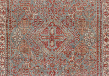 Persian Antique Joshegan Rug with Geometric Medallion Design in Soft Red. Keivan Woven Arts / rug EMB - 22192 - 15092, country of origin / type: Iran / Joshegan, circa 1920 Measures: 4'2 x 6'10 This antique Joshegan rug from 1920's Iran was handwove... - Keivan Woven ArtsEMB - 22192 - 15092 - 20734