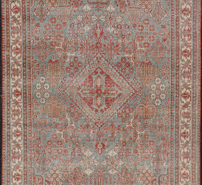 Persian Antique Joshegan Rug with Geometric Medallion Design in Soft Red. Keivan Woven Arts / rug EMB - 22192 - 15092, country of origin / type: Iran / Joshegan, circa 1920 Measures: 4'2 x 6'10 This antique Joshegan rug from 1920's Iran was handwove... - Keivan Woven ArtsEMB - 22192 - 15092 - 20734