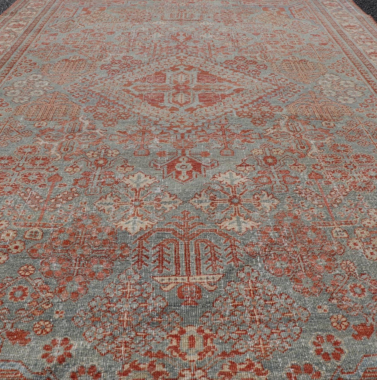 Persian Antique Joshegan Rug with Geometric Medallion Design in Soft Red. Keivan Woven Arts / rug EMB - 22192 - 15092, country of origin / type: Iran / Joshegan, circa 1920 Measures: 4'2 x 6'10 This antique Joshegan rug from 1920's Iran was handwove... - Keivan Woven ArtsEMB - 22192 - 15092 - 20734Rug