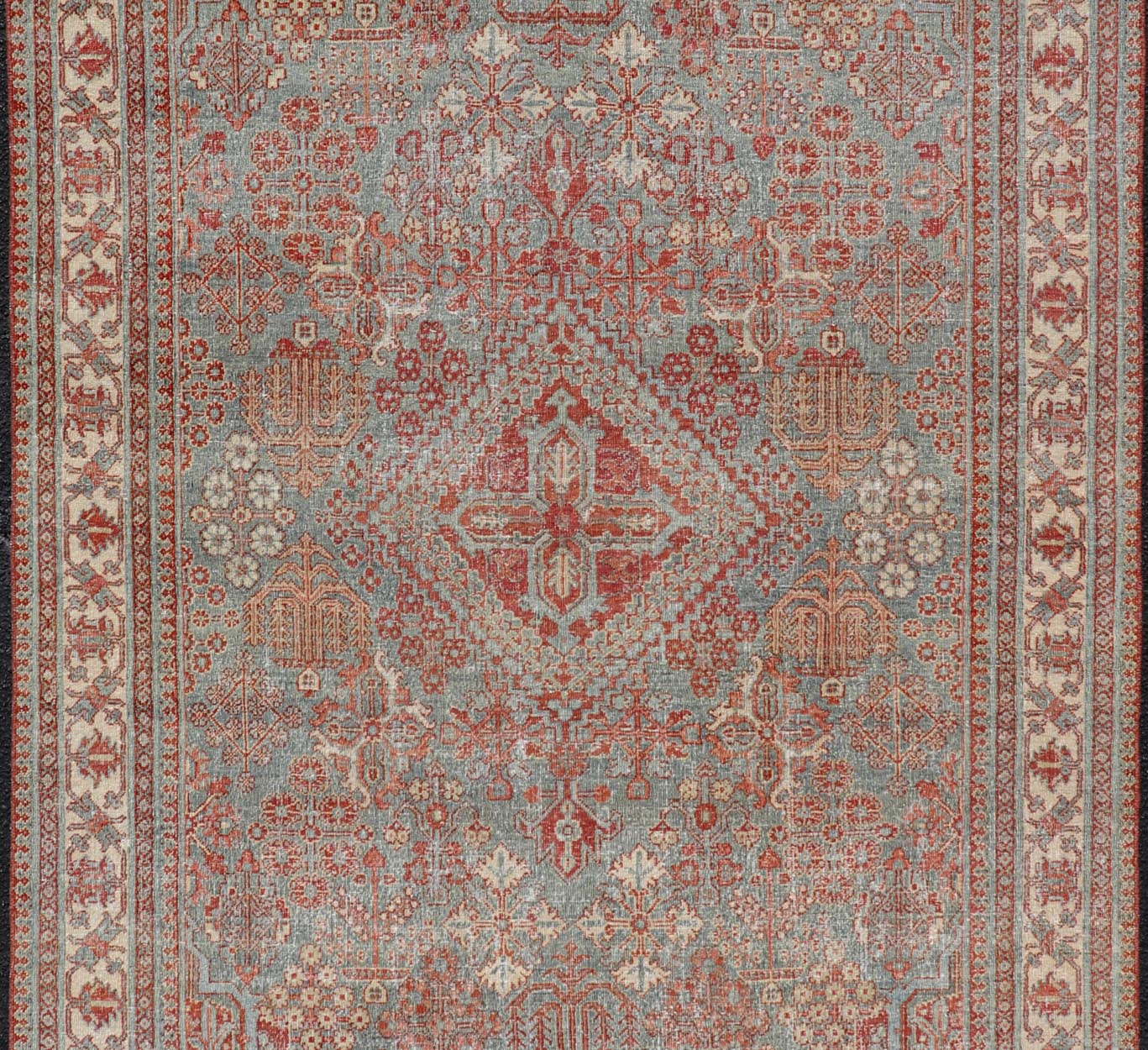 Persian Antique Joshegan Rug with Geometric Medallion Design in Soft Red. Keivan Woven Arts / rug EMB - 22192 - 15092, country of origin / type: Iran / Joshegan, circa 1920 Measures: 4'2 x 6'10 This antique Joshegan rug from 1920's Iran was handwove... - Keivan Woven ArtsEMB - 22192 - 15092 - 20734Rug