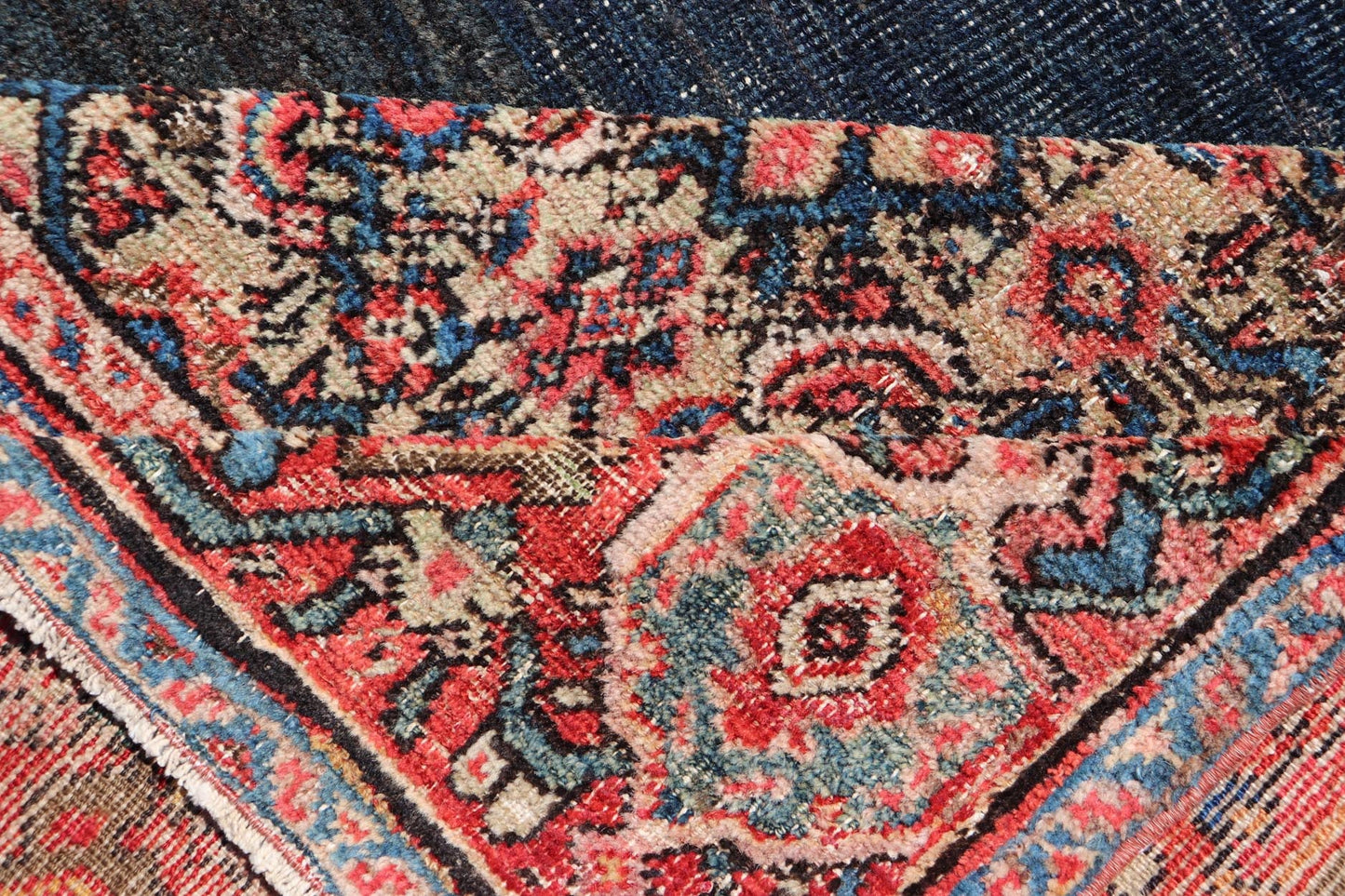 Antique Persian Sultanabad Rug With Medallion and Navy Blue Field. Country of Origin: Iran; Type: Sultanabad; Design: Floral, Floral Medallion, All - Over; Keivan Woven Arts: rug EMB - 22206 - 15091; Persian rug, Antique Persian Rug, Antique Persian Sultanab... - Keivan Woven ArtsEMB - 22206 - 15091 - 20728Rug
