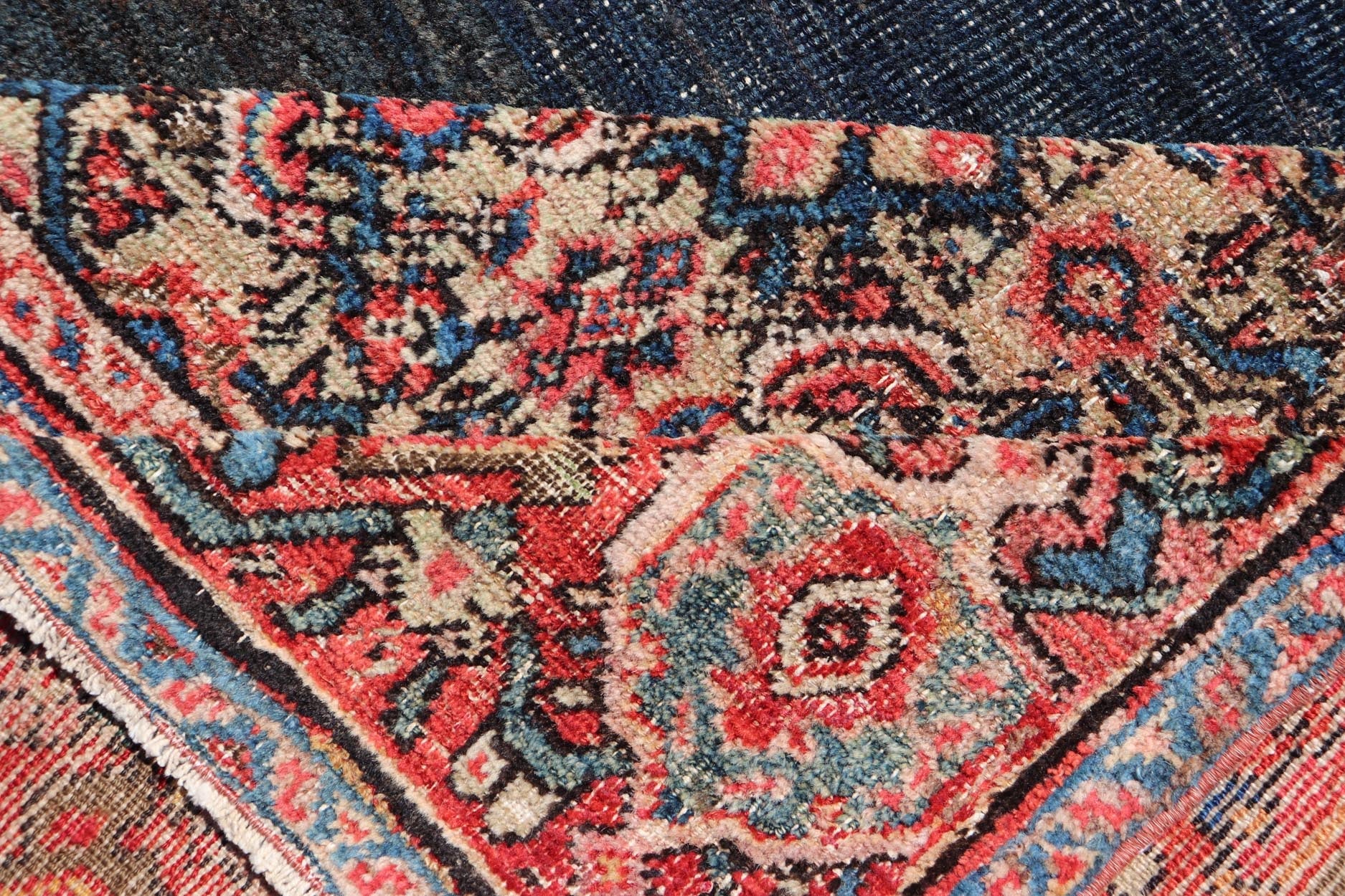 Antique Persian Sultanabad Rug With Medallion and Navy Blue Field. Country of Origin: Iran; Type: Sultanabad; Design: Floral, Floral Medallion, All - Over; Keivan Woven Arts: rug EMB - 22206 - 15091; Persian rug, Antique Persian Rug, Antique Persian Sultanab... - Keivan Woven ArtsEMB - 22206 - 15091 - 20728Rug