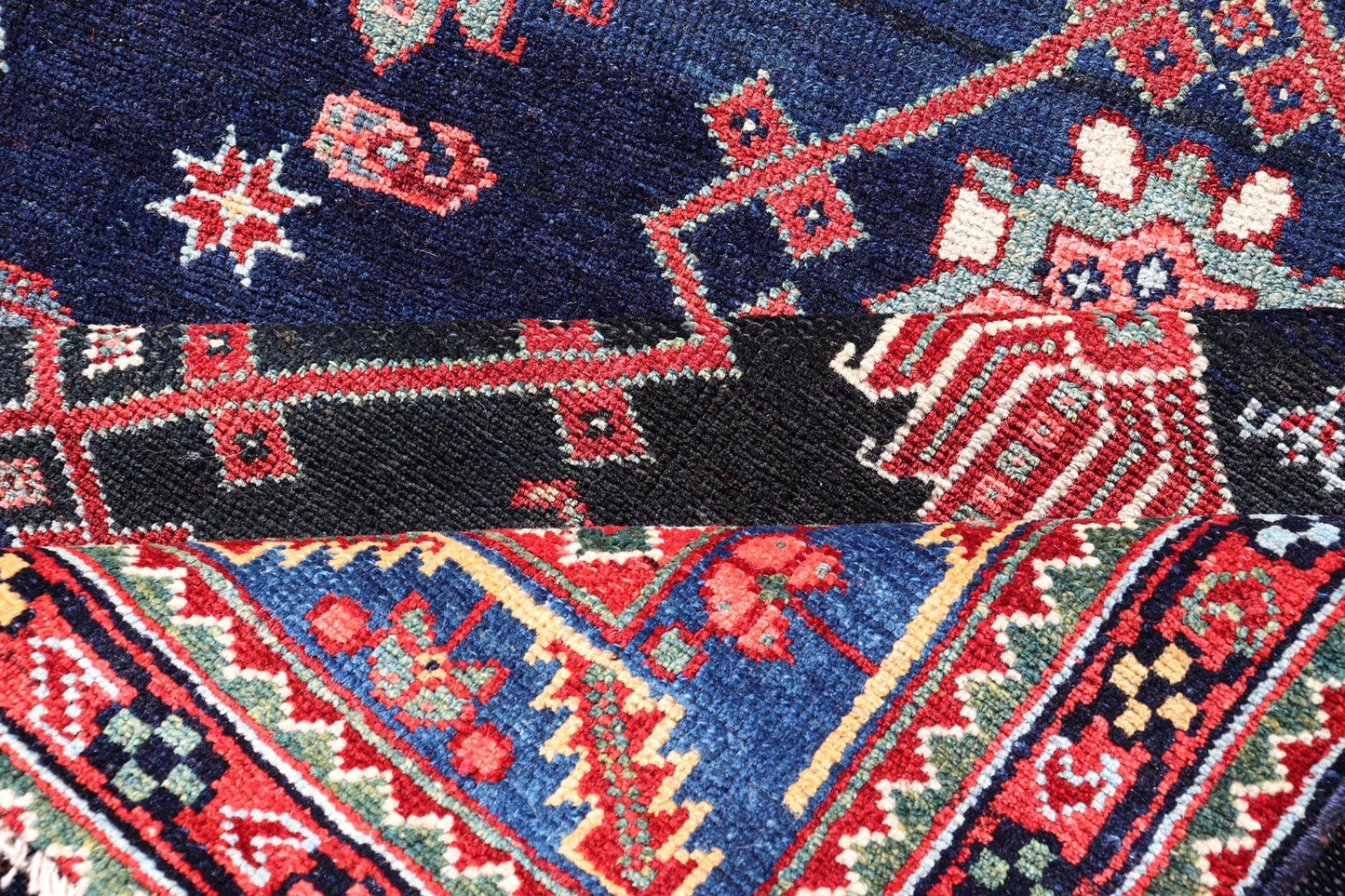 Measures: 4'3 x 16'4 Antique Persian Malayer Gallery Runner in Blue Background with Multi Colors. Country of origin: Iran; Type: Malayer; Design: All - Over, Keivan Woven Arts: rug EMB - 22208 - 15088; antique Persian Gallery Hamadan This 1930's ... - Keivan Woven ArtsEMB - 22208 - 15088 - 20710Rug